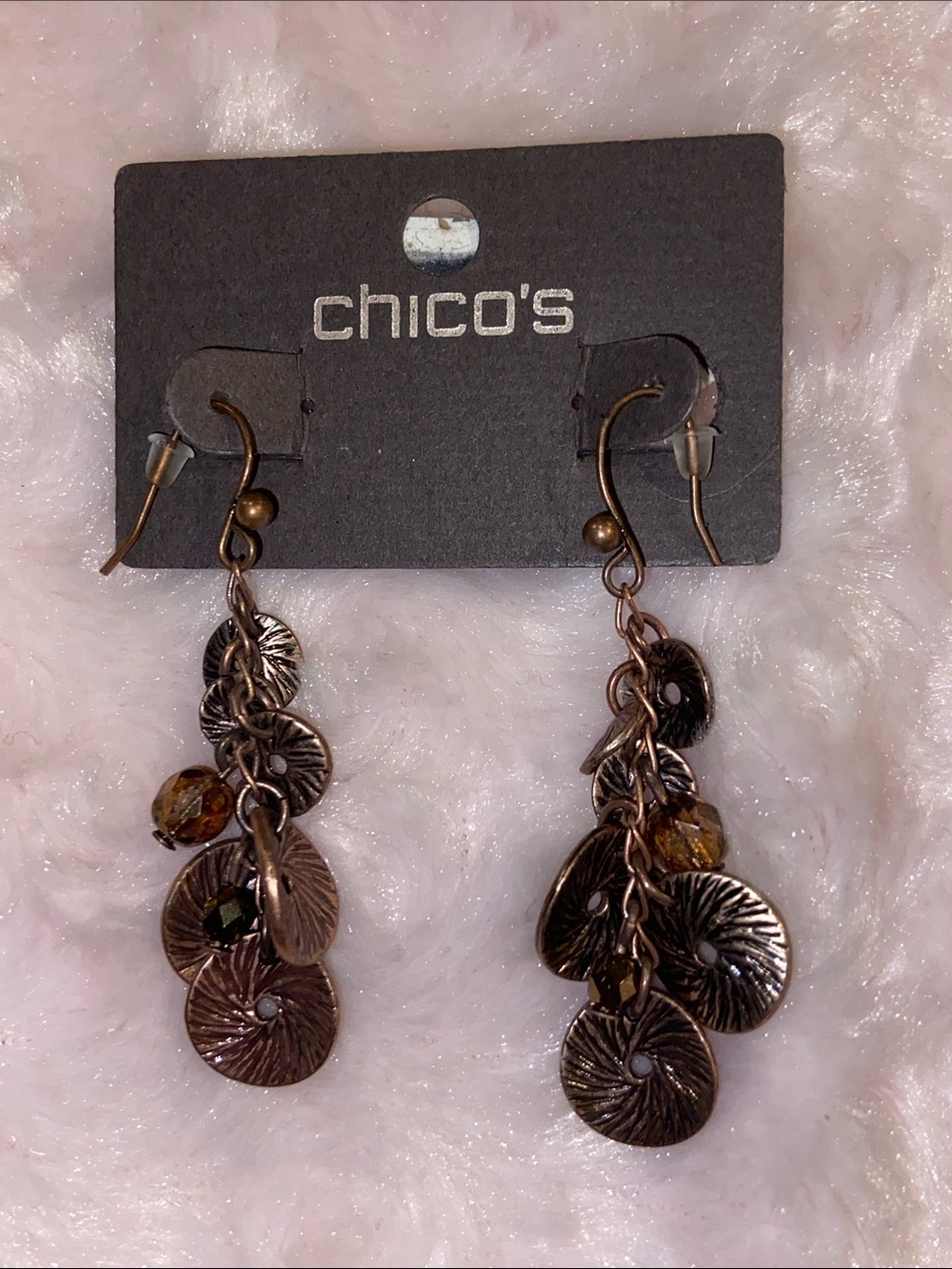 NWT Chicos gold tone and beaded drop earrings